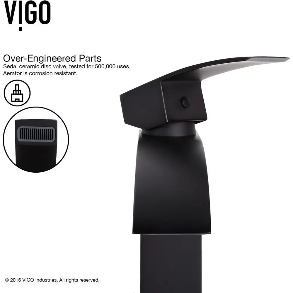 VIGO Satro 7'' H Single -Hole Bathroom Faucet in Matte Black-VG01015MB